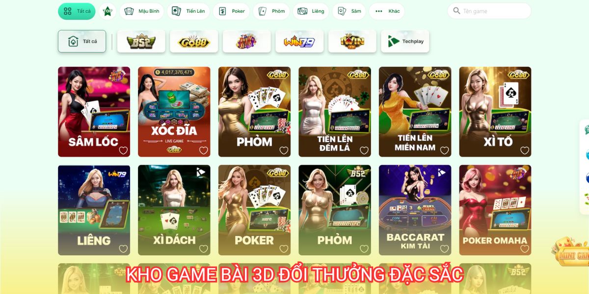 Kho game bài 3D đổi thưởng đặc sắc