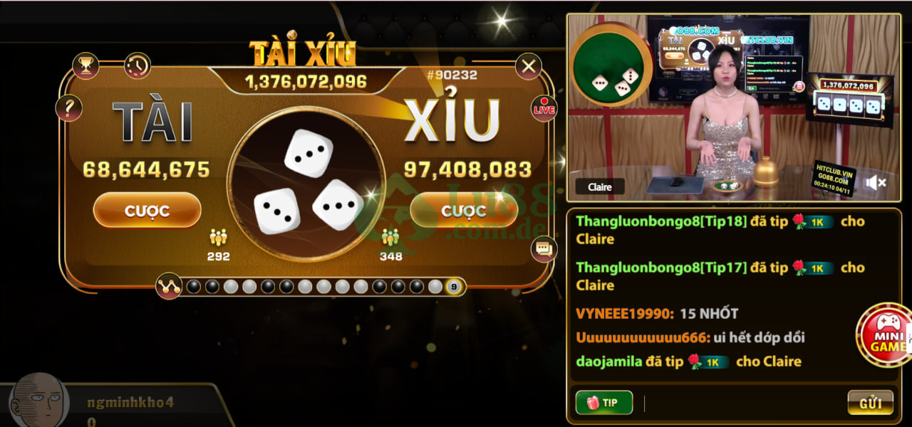 Tài xỉu là trò chơi thu hút nhiều người tham gia nhất tại sảnh Live Casino Lu88